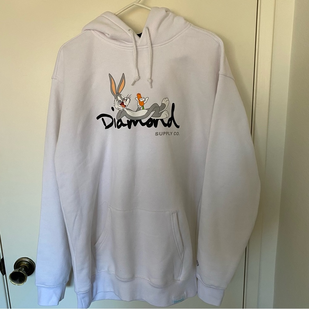 Diamond Supply Co. bugs bunny white hoodie for men size medium